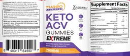 Label for Turbo Ripped Keto ACV Gummies Extreme