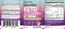 Label for Ultra Prime Keto ACV Gummies Extreme