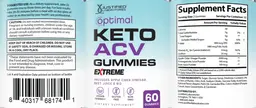 Label for Optimal Keto ACV Gummies Extreme