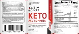 Label for Activ Boost Keto ACV Gummies