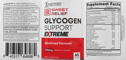 Label for Sweet Relief Glycogen Support Extreme