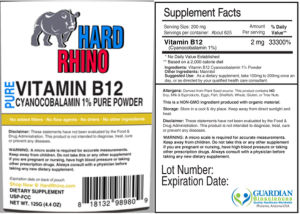 Pure Vitamin B12 Cyanocobalamin 1% Pure Powder