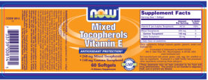 Label for Mixed Tocopherols Vitamin E