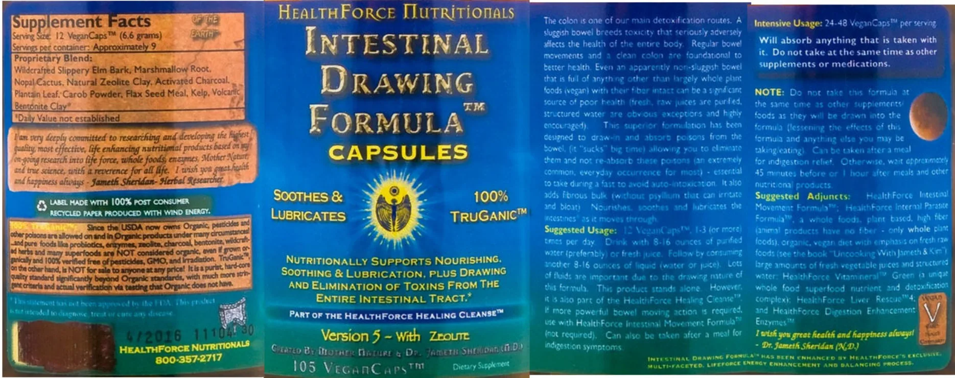 Label for Intestinal Drawing Formula Capsules