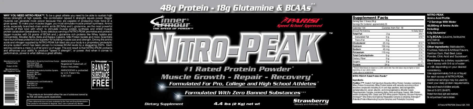 Label for Nitro-Peak Strawberry