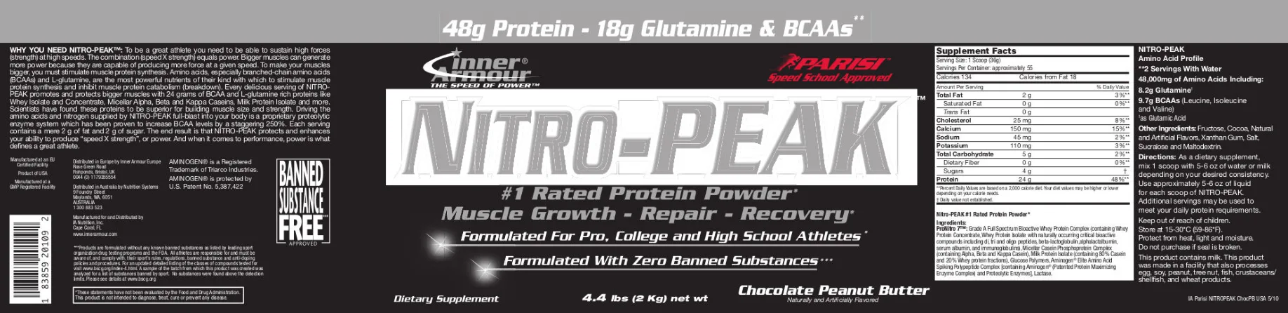 Label for Nitro-Peak Chocolate Peanut Butter