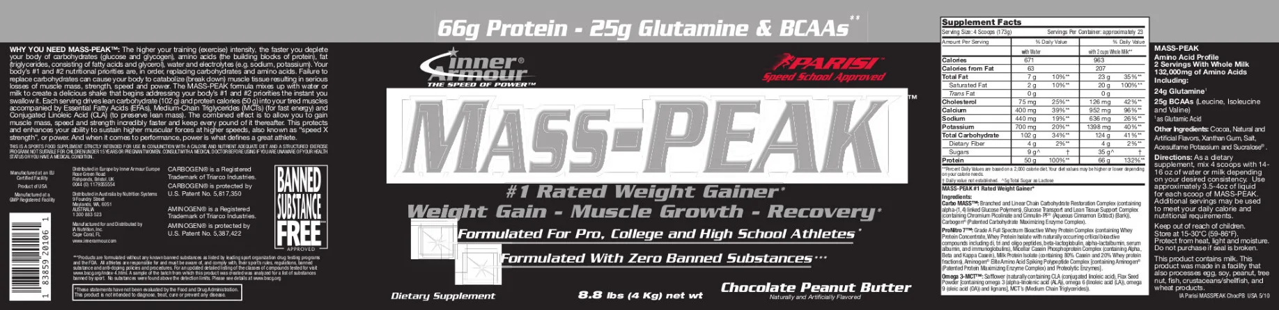 Label for Mass-Peak Chocolate Peanut Butter