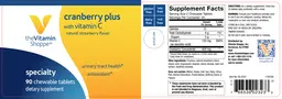 Label for Cranberry Plus With Vitamin C Natural Strawberry Flavor