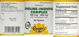 Choline-Inositol Complex 500 mg / 500 mg with Pantothenic Acid