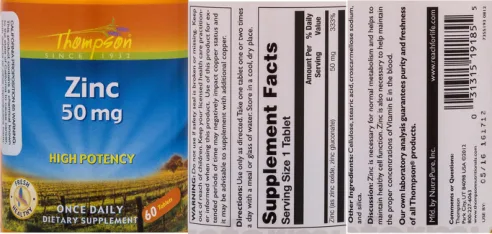 Label for Zinc 50 mg