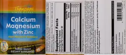 Label for Calcium Magnesium With Zinc