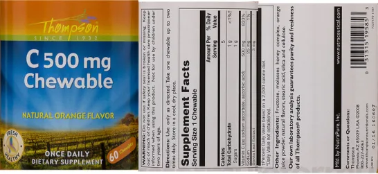 Label for C 500 mg Chewable