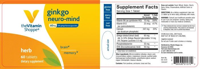 Label for Ginkgo Neuro-Mind 60 mg
