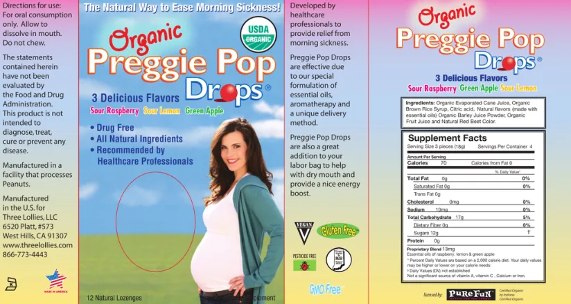 Label for Organic Preggie Pop Drops