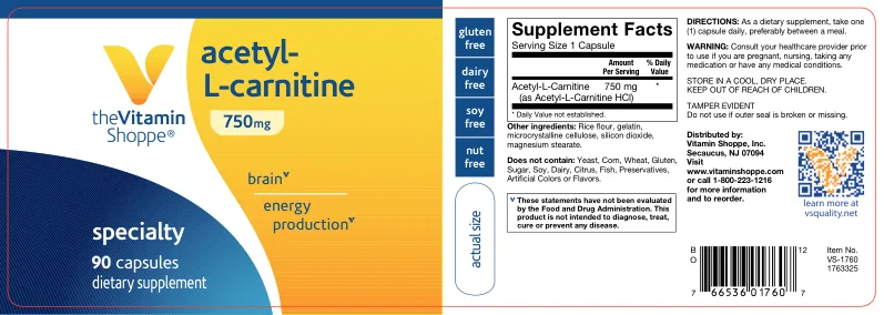 Label for Acetyl-L-Carnitine 750 mg