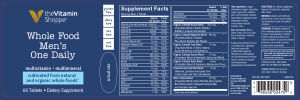 Label for Whole Food Men's One Daily