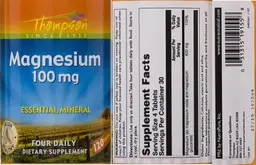 Label for Magnesium 100 mg