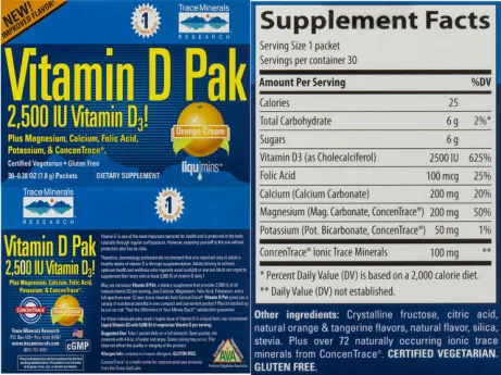 Label for Vitamin D Pak Orange Cream