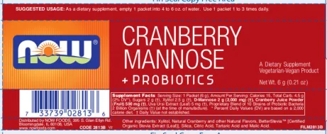 Label for Cranberry Mannose + Probiotics