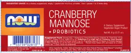 Label for Cranberry Mannose + Probiotics
