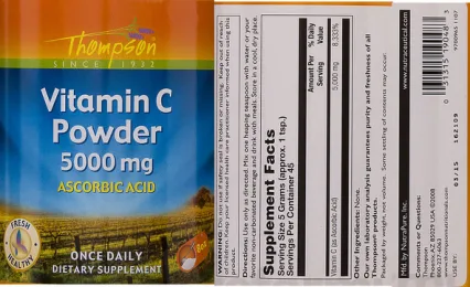 Label for Vitamin C Powder 5000 mg