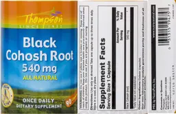 Label for Black Cohosh Root 540 mg