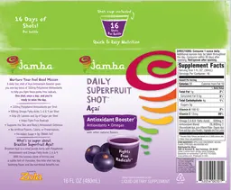 Label for Daily Superfruiti Shot Acai