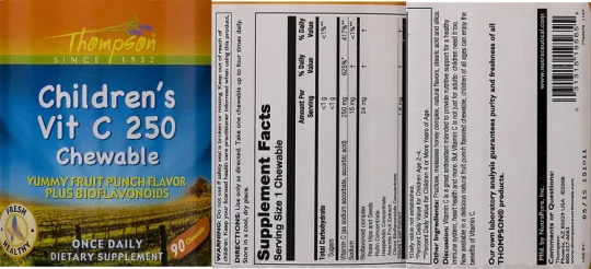 Label for Children's Vit C 250 Chewable