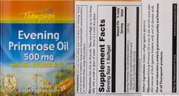 Label for Evening Primrose Oil 500 mg