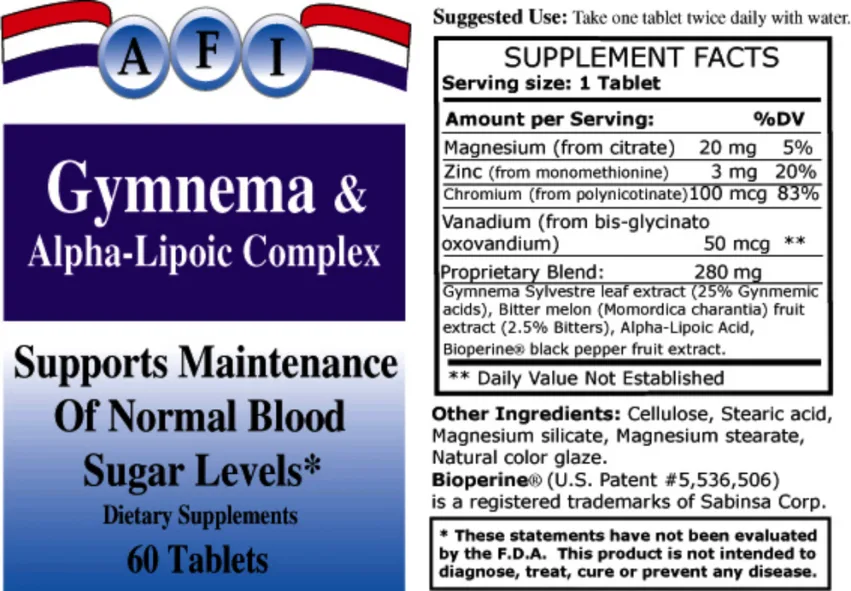 Label for Gymnema & Alpha-Lipoic Complex
