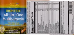 Label for Irom Free All-In-One Multivitamin