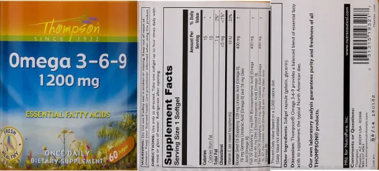 Label for Omega 3-6-9 1200 mg