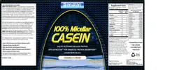 Label for 100% Micellar Casein Cookies & Cream