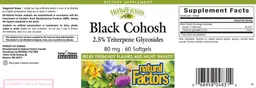Label for HerbalFactors Black Cohosh