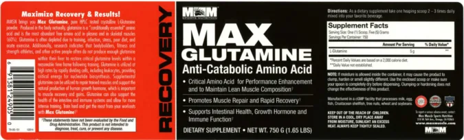 Label for Max Glutamine