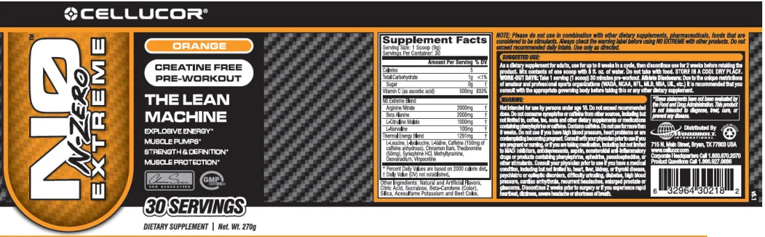 Label for N0 N-Zero Extreme Orange