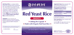 Label for Red Yeast Rice