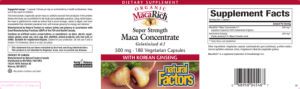 Label for Super Strength Maca Concentrate