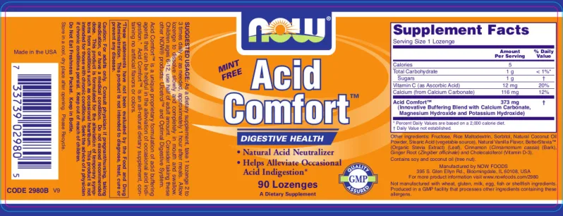 Label for Acid Comfort