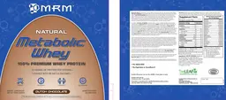 Label for Natural Metabolic Whey Dutch Chocolate