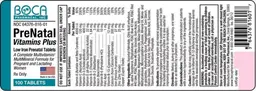 Label for PreNatal Vitamins Plus