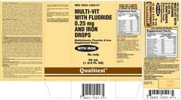 Label for Multi-Vit With Fluoride 0.25 mg And Iron Drops