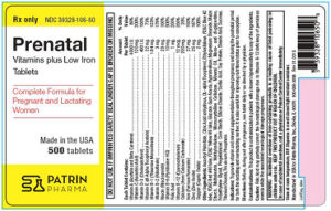 Prenatal Vitamins Plus Low Iron Tablets
