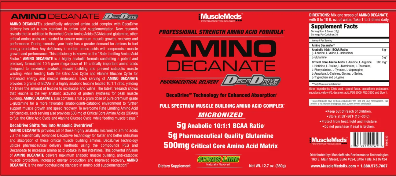 Label for Amino Decanate Citrus Lime