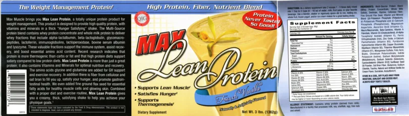 Label for Max Lean Protein French Vanilla