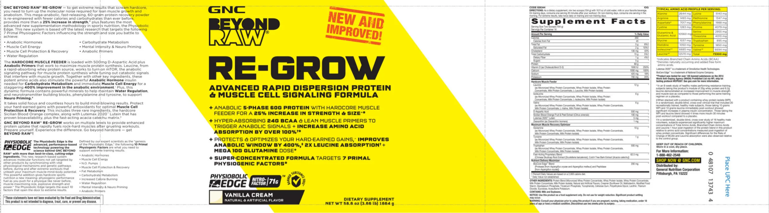 Label for Re-Grow Vanilla Cream