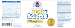 Label for High Omega 3 Alaskan Fish Oil 1250 mg