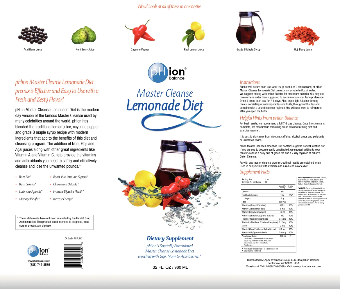Label for Master Cleanse Lemonade Diet