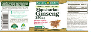 Manchurian Ginseng 250 mg