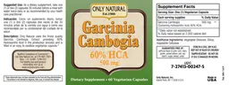 Label for Garcinia Cambogia 500 mg